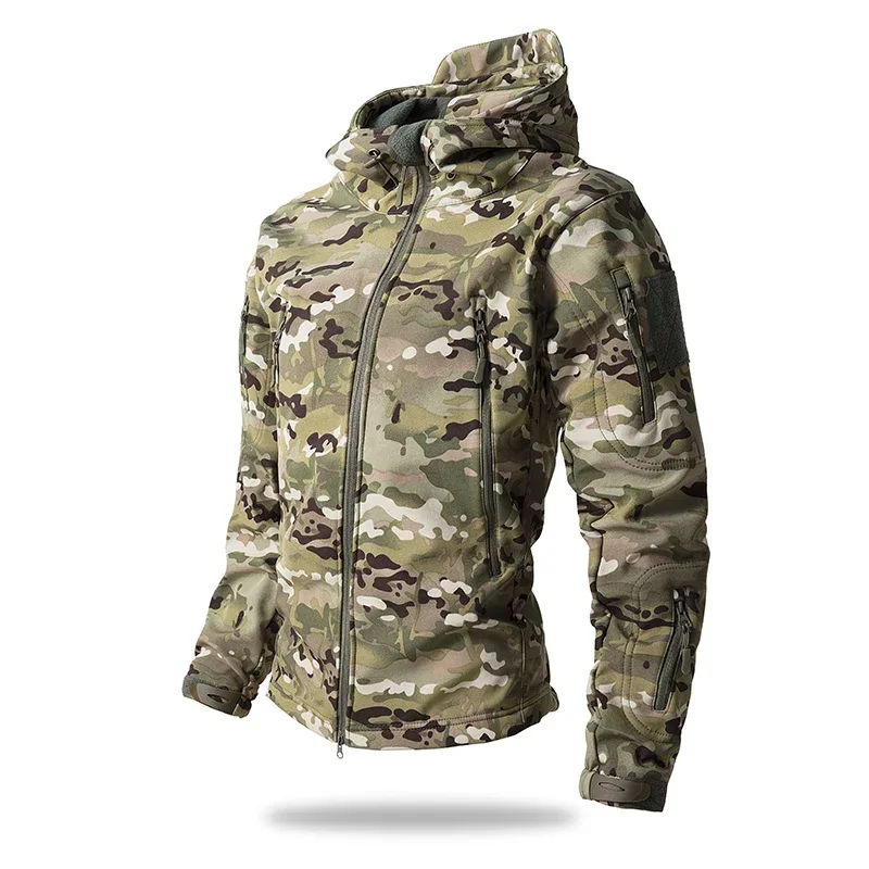 Camo Softshell Winter Coat 2026 Outdoor Waterproof Fleece Lined Jacket for Hiking Climbing Hunting Riding