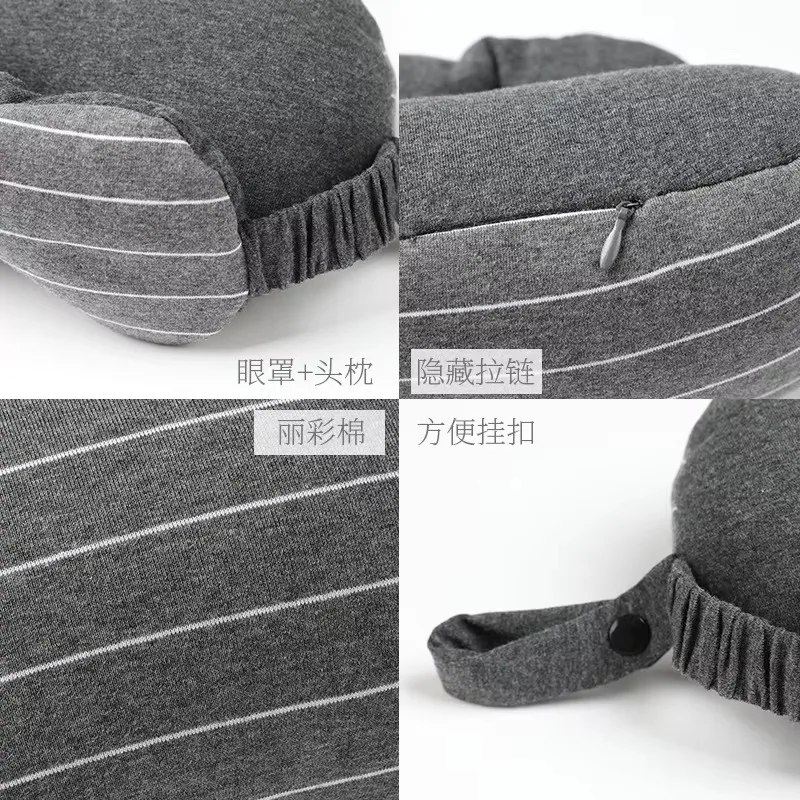 Travel Neck Pillow With Eye Mask Portable Head Neck Cushion Airplane Flight Sleep Rest Airplane Office Napping Sleeping Pillows