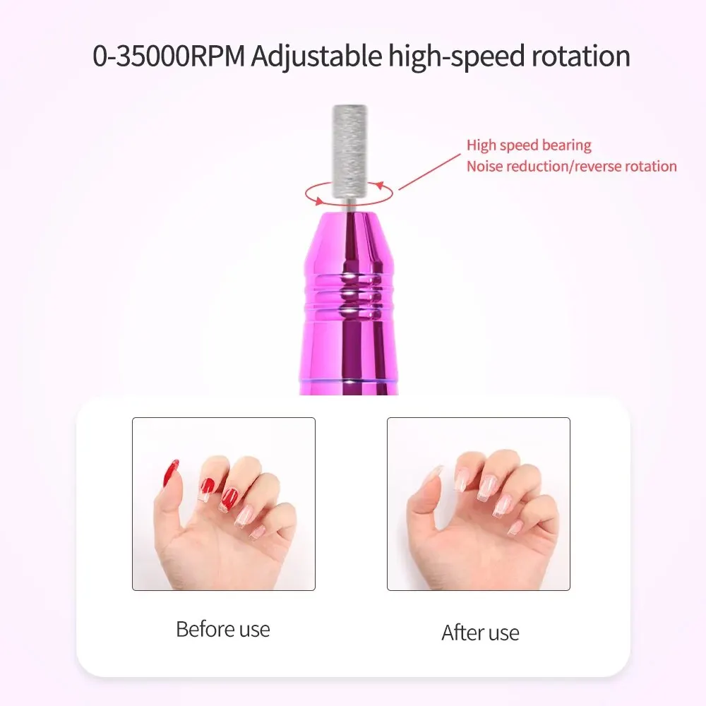 LULAA Nail Drill Machine Gradient Color Electric Nail Sander For Manicure Milling Cutter Set Gel Polish Remover Tools