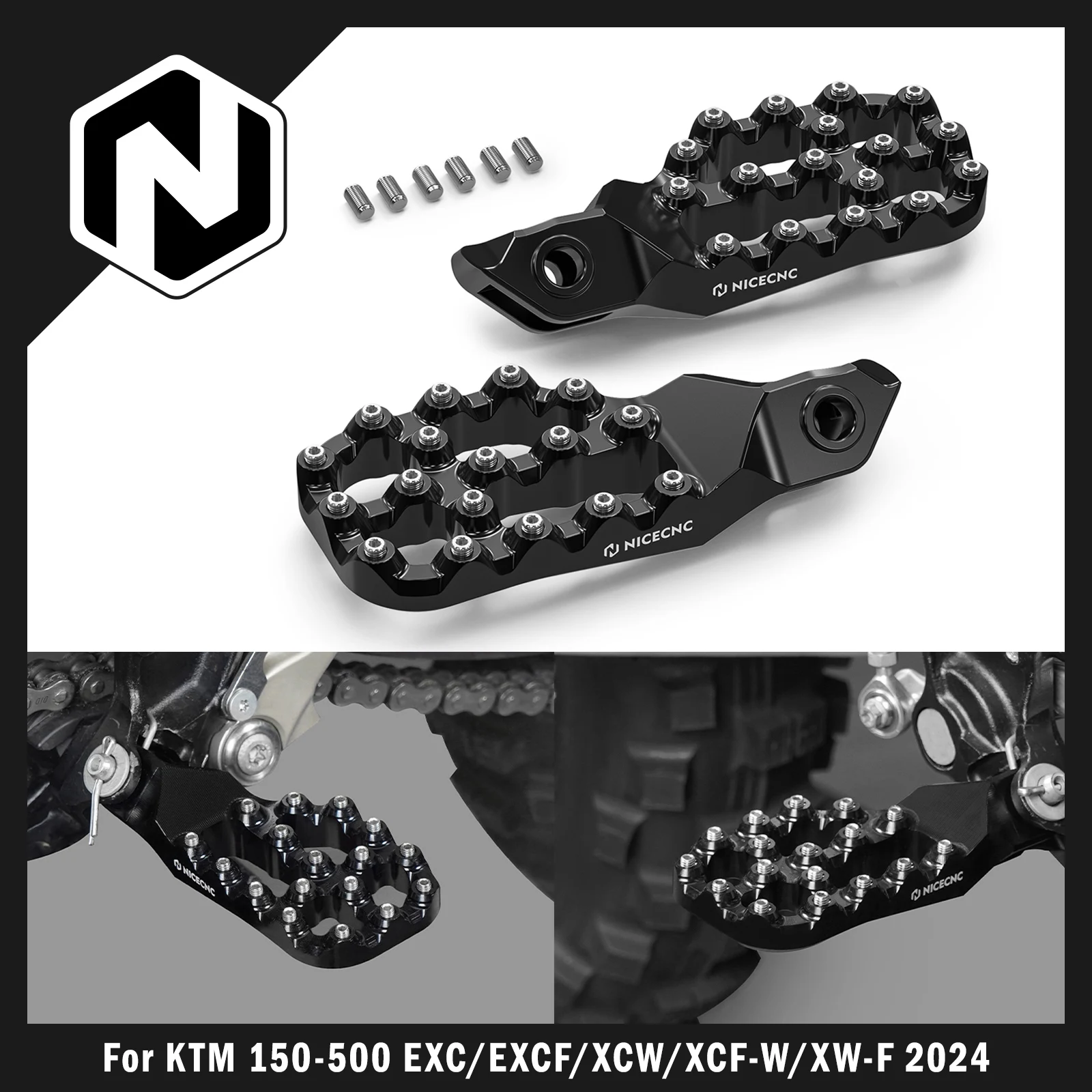 2024 For KTM EXC 300 EXC 250 EXC-F 350 SXF 450 For Husqvarna TE 300 FE 350 FE 450 GasGas EC 300 10mm Lower Offset Foot Peg Footr