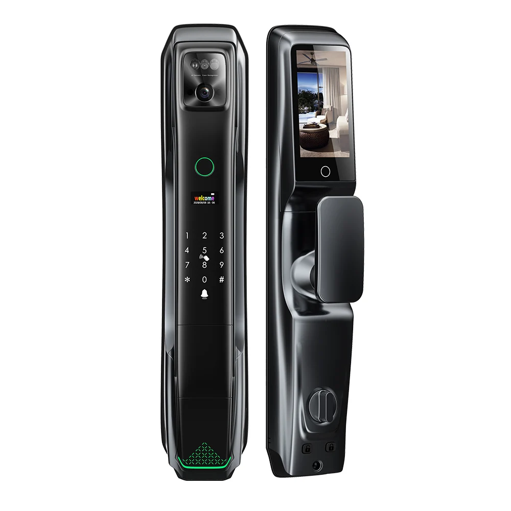 

ZXY WBRL 6085 врезной роскошный матовый черный автоматический 9-язычный Tuya 3d умный дверной замок с распознаванием лиц