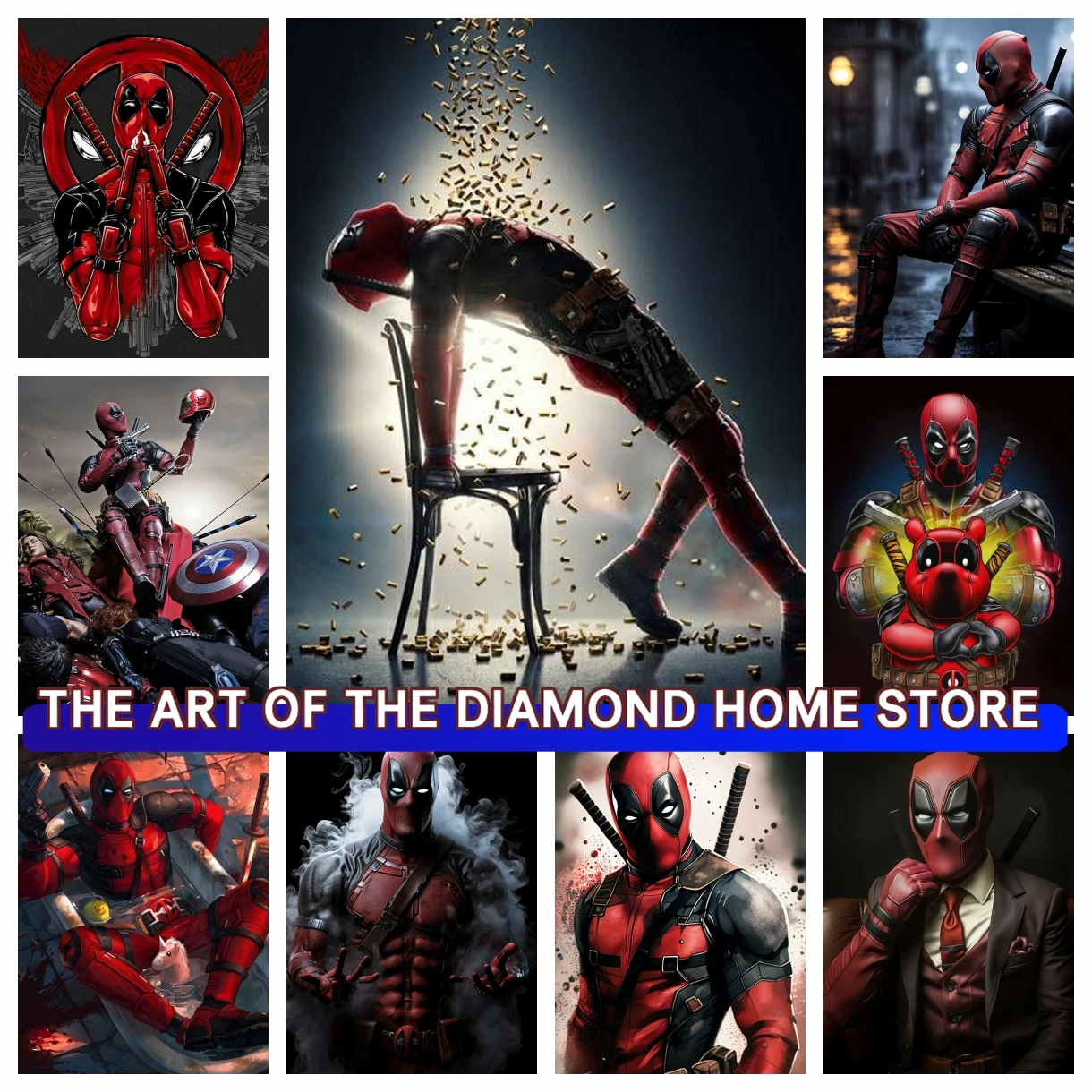 Funny Graffiti Deadpool AB Drill Diamond Painting Mosaic Marvel Superhero Pictures of Rhinestones Cross Stitch Children's Gifts