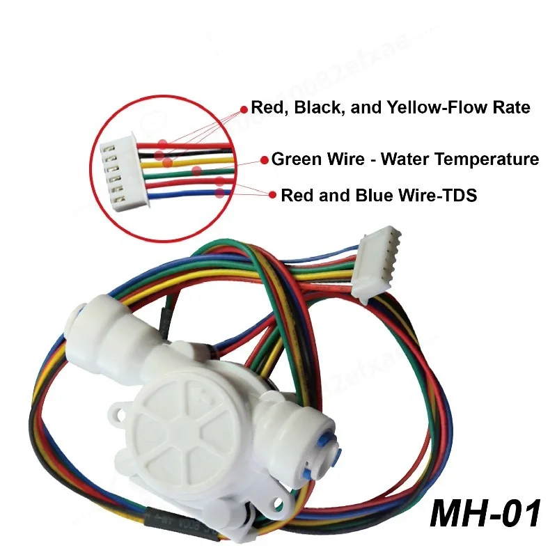 Multi-Function Flow Sensor MH-01 MH-02 TDS Temperature Hall Effect 1/4