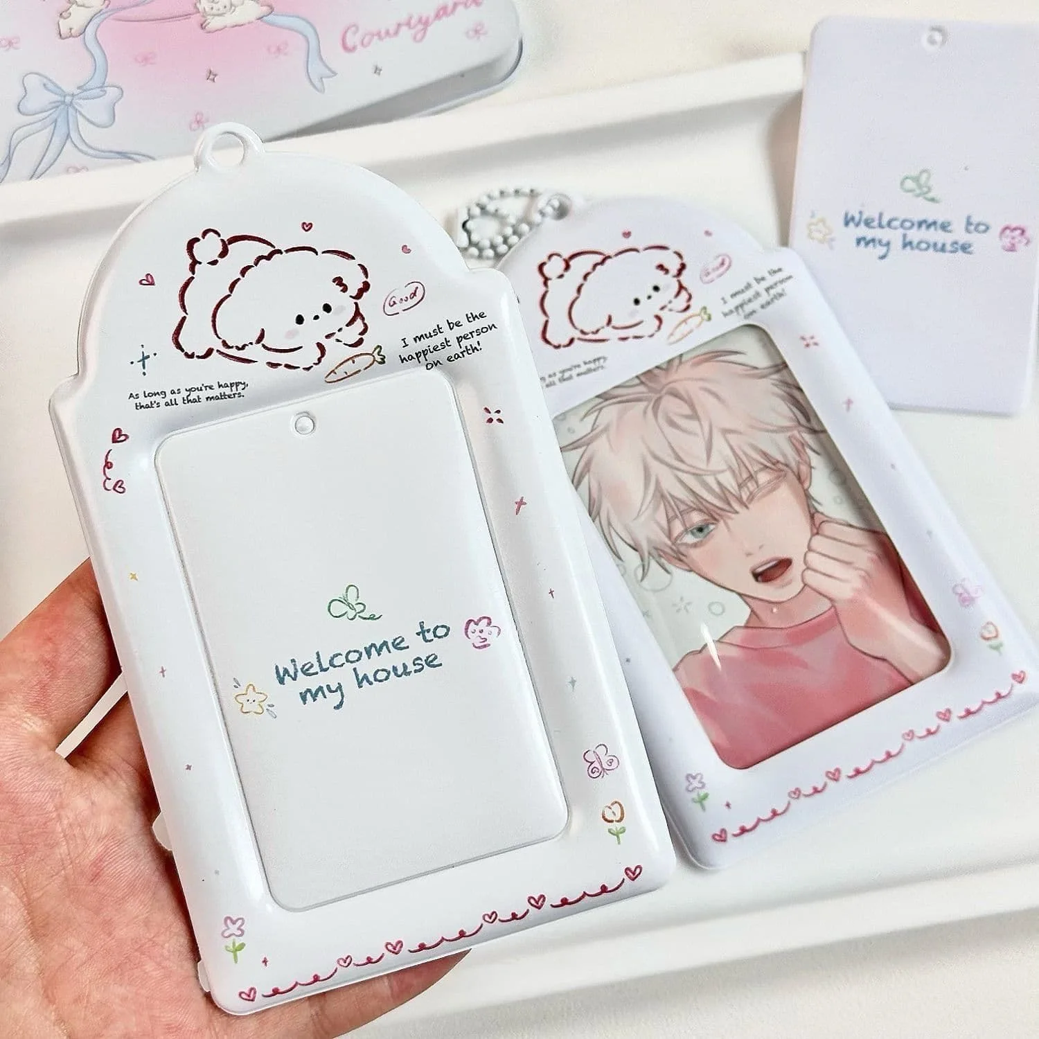 Kpop Korean PVC Stars 3 Inch Photo Card Holder Cute Girls Idol Storage Pendant Card Bag Decoration Keychain Gifts