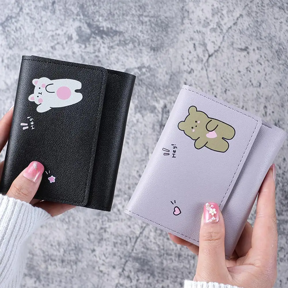 

Cute Bow Wallet Women Sweet Pink Color Style Floral Purse Card Holder For Girl Portable Travel Cash Coin Photo Card Bag