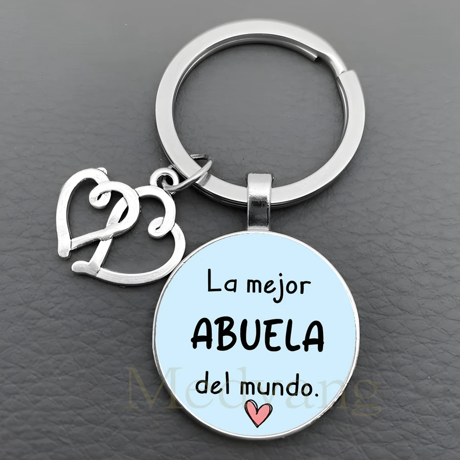 Grandmother Uncle Auntie Keychain Small Gift for Family Members Spain The best ABUELA Tío Tía in the world