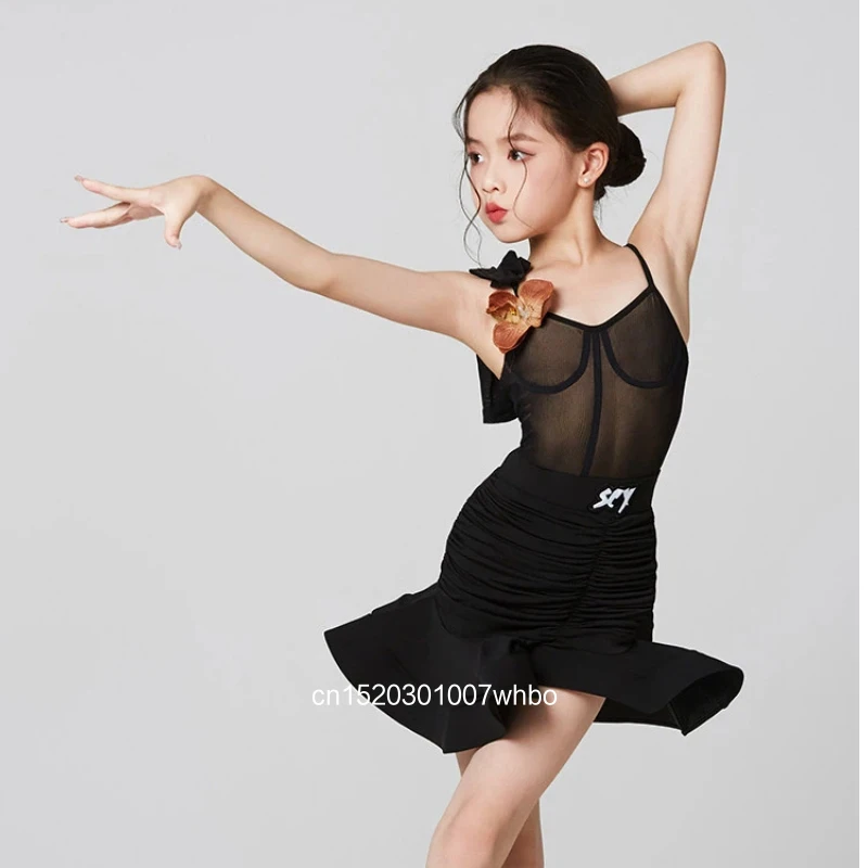 

Костюм для латиноамериканских танцев, детский тренировочный наряд для девочек, новый летний комплект-двойка 2026 года, высококачественное платье для выступлений