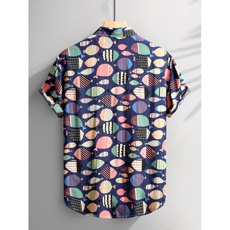 New 2025 Men's Cotton Printed Short Sleeve Shirt Comfortable Lightweight Casual Fashionable Spring Summer Clothing