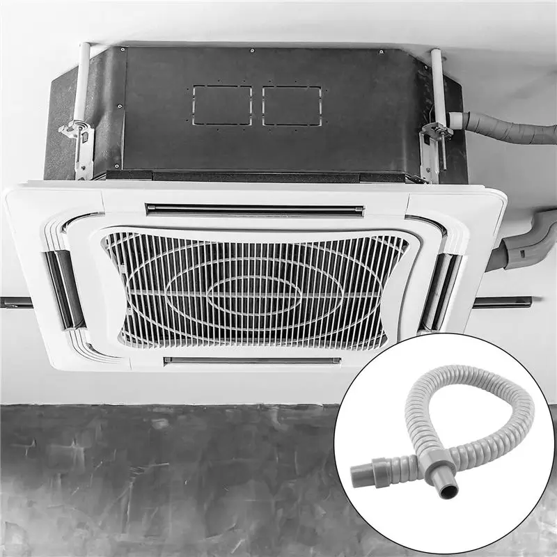 SOFT-1Pcs Plastic Water Drain Pipe Hose 60Cm Long For Air Conditioner Gray