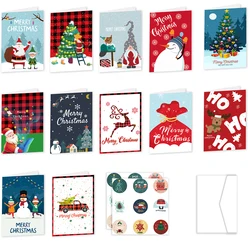 26pcs Merry Christmas Fold Small Greeting Cards with Envelopes Xmas Postcard Navidad New Year 2025 DIY Gift Card Decoration Noel