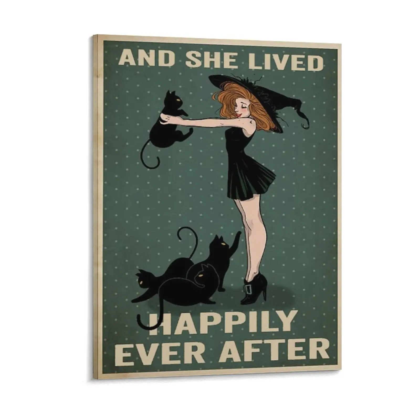 Girls Love Black Cat Happily Ever After Poster Canvas Painting Designing Pub Mural Painting Mural Framed Wall Painting