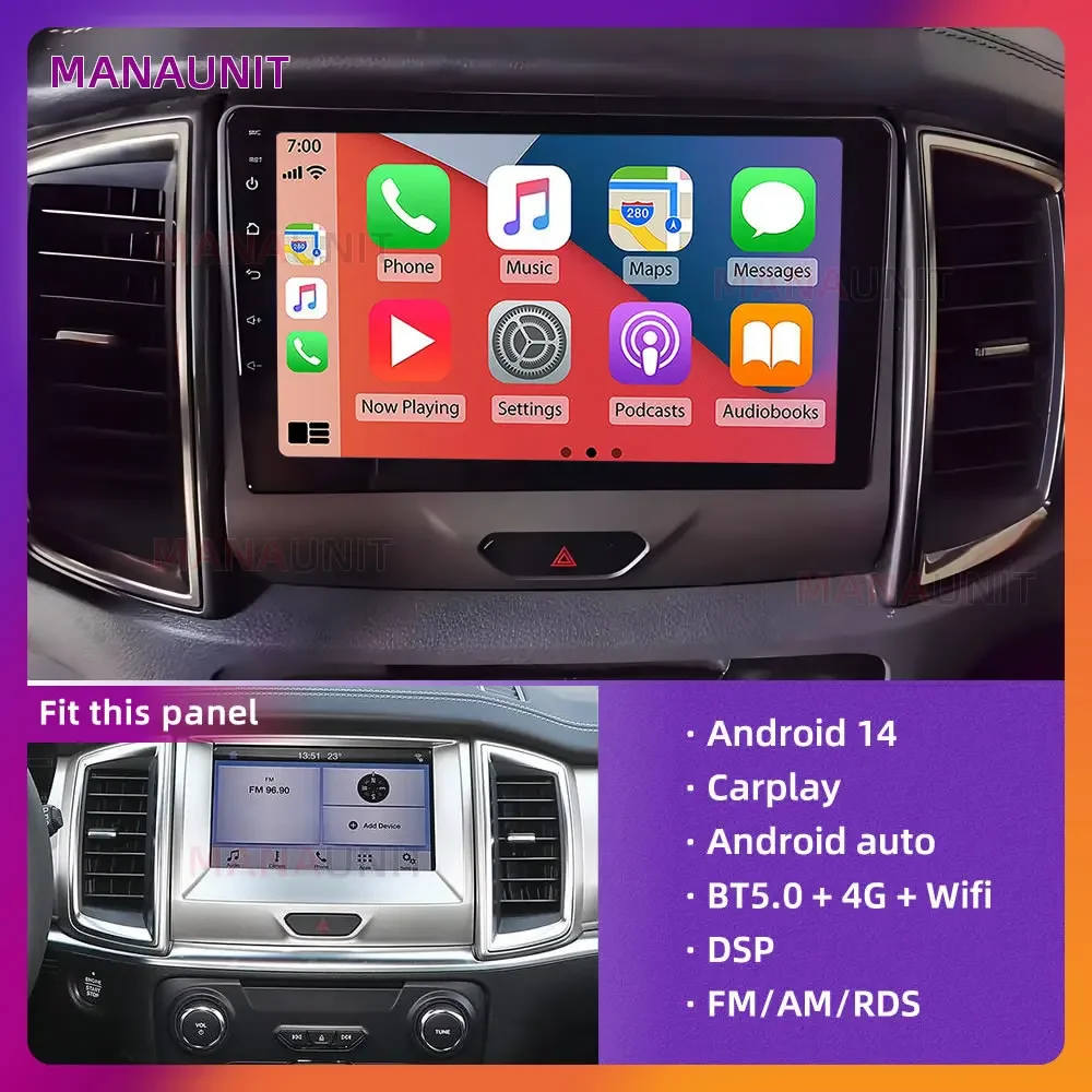 Android 14 For Ford Ranger 2015-2017 Car Multimedia Player,Carplay,Auto,Radio,Navigation,GPS,Stereo,Head Unit,Smart Voice,DVD