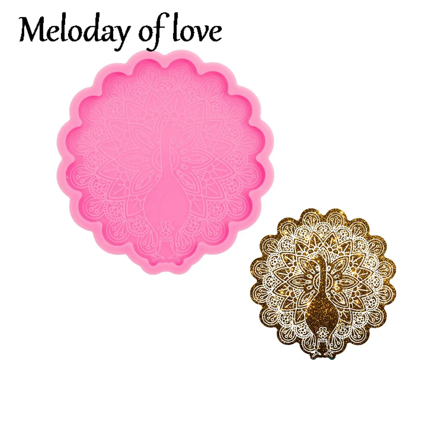 Super Glossy Flower-shaped Peacock Coaster Agate Geode Silicone Mold Resin Crafting Epoxy DIY Handmade Charms Mold DY1507