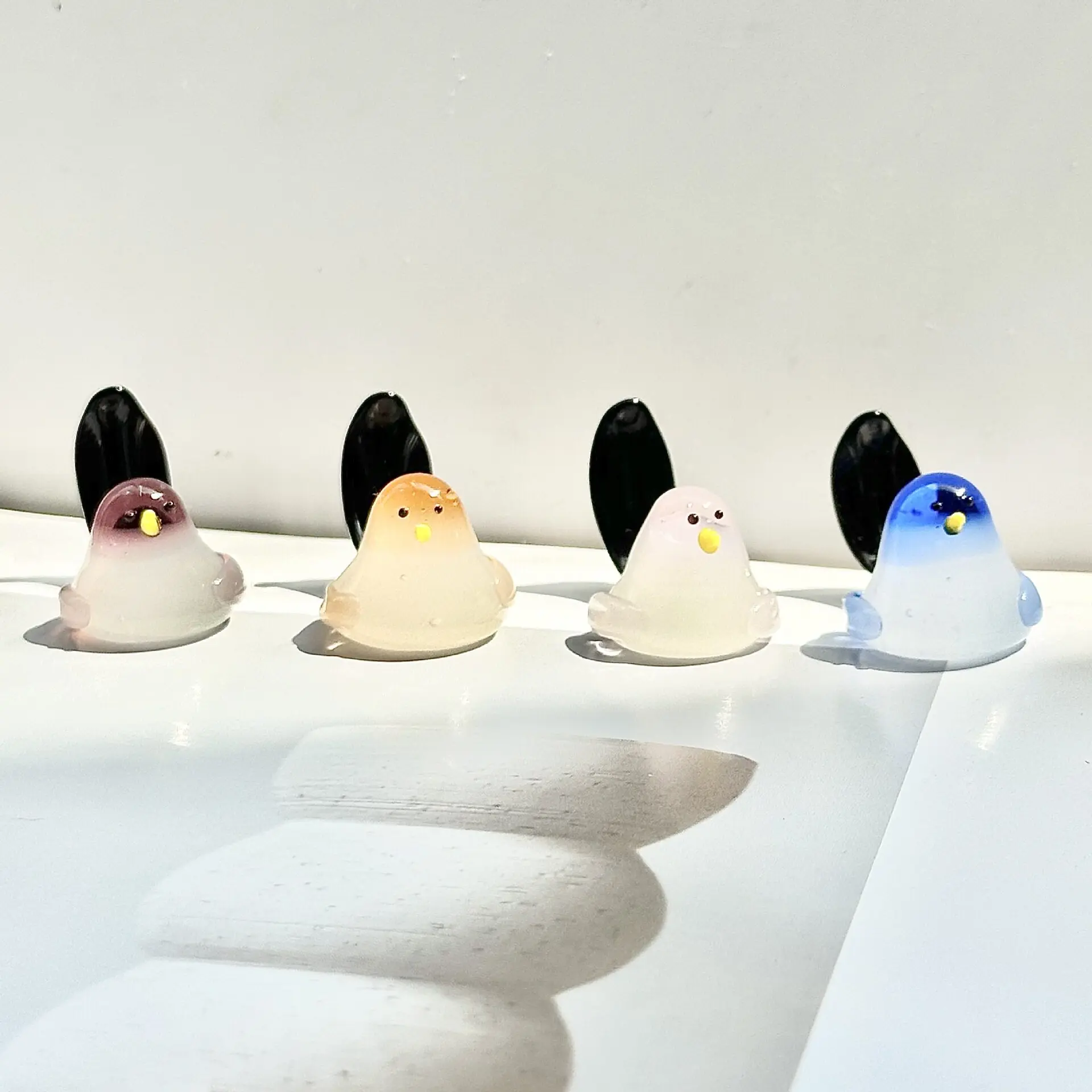 Mini Glass Little Pudding Bird Ornament Chubby Long Tailed Bird Desktop Decoration Watching It Will Make People Feel Good Mood