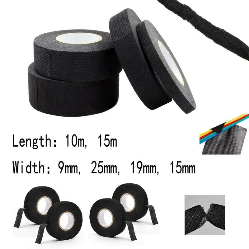15/10 Meter Heat-resistant Flame Retardant Tape Coroplast Adhesive Cloth Tape For Car Cable Harness Wiring Loom Protection