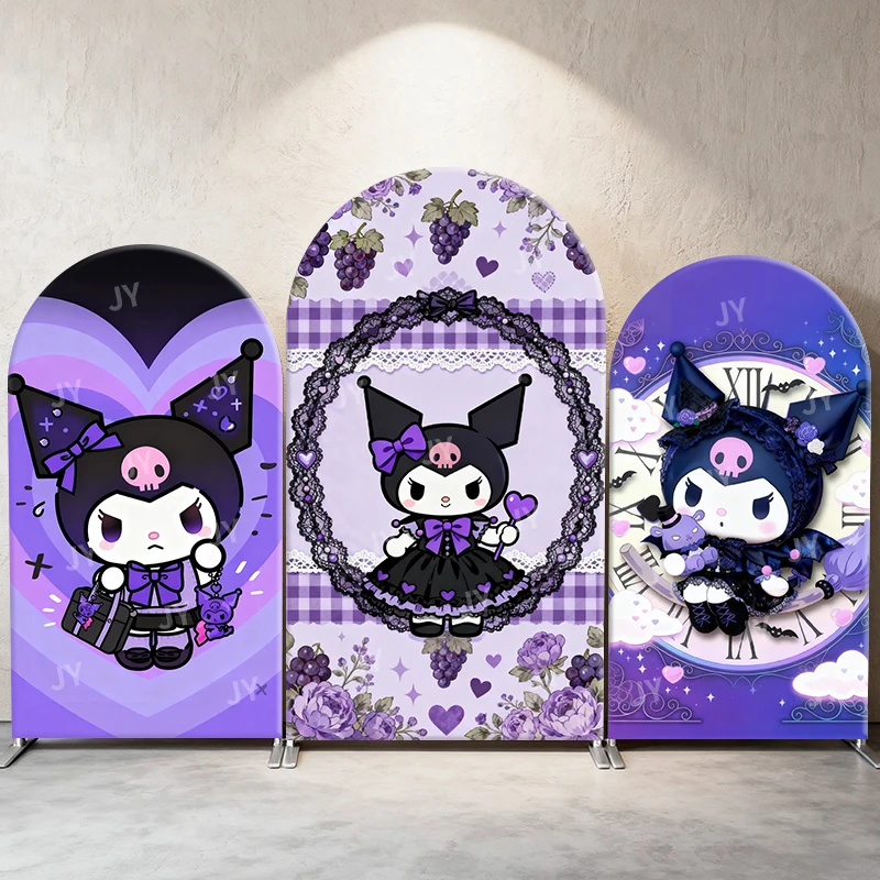 

Kuromi Purple Gothic Arch Backdrop Cover Kawaii Decor Photo Booth Prop for Girls' Birthday Party Theme Decoration Background