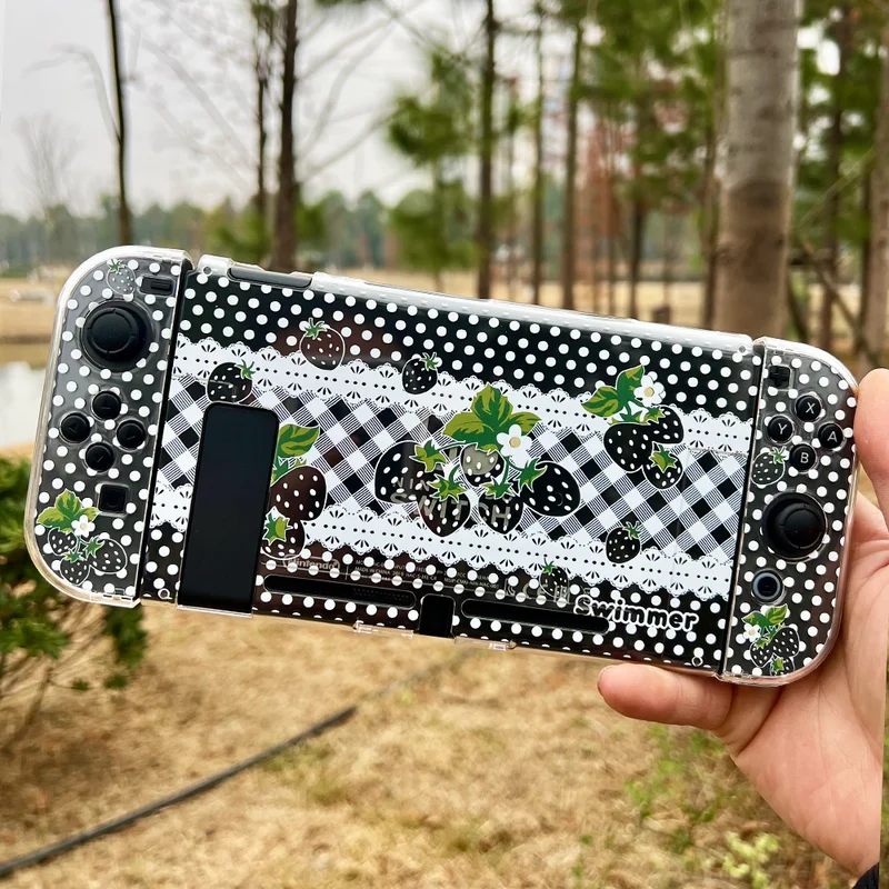 Original Switch 2 Protective Shell Cartoon Custom Cute Black Strawberry Oled Ns Lite Protective Shell Anime Game Peripheral