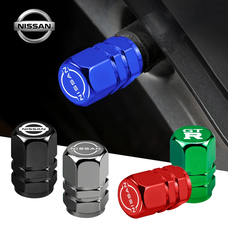 4 قطعة سيارة الإطارات صمام قبعات التصميم المعدني الإطارات الهواء ينبع غطاء لنيسان X-trail قاشقاي ملاحظة جوك سنترا باترول نافارا ميكرا