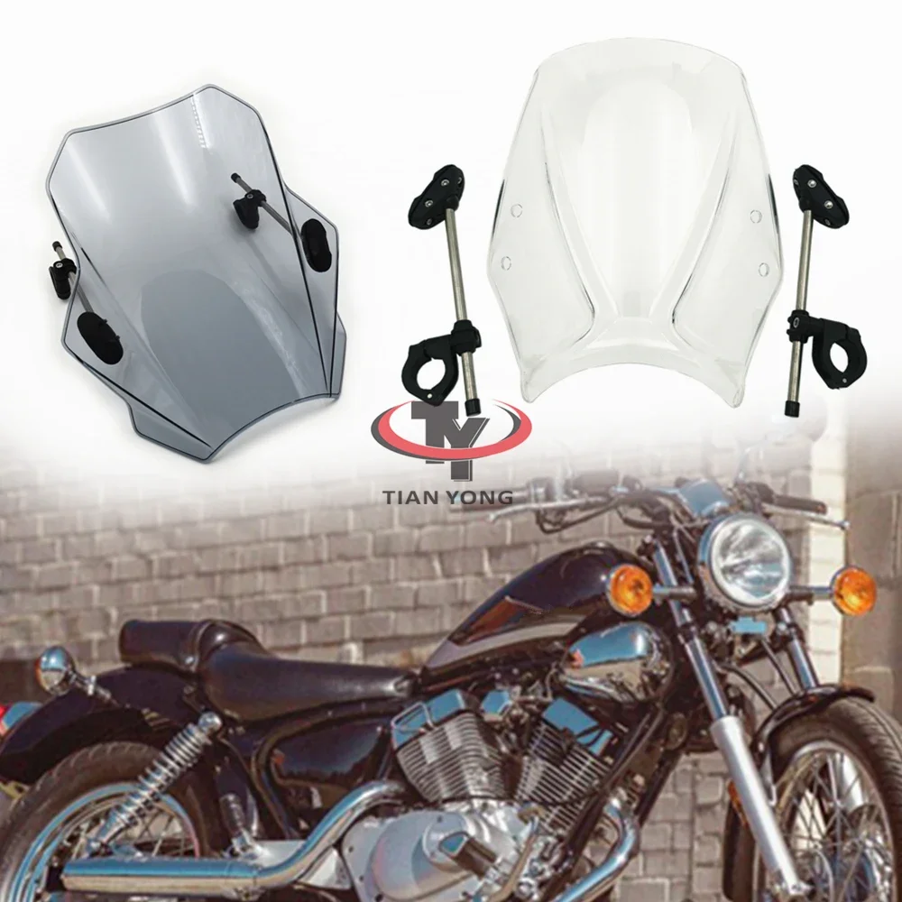 

With support frame Windscreen Black Clear Motorcycle For VStar 250 VStar250 Windshield High Quality Wind Deflectore