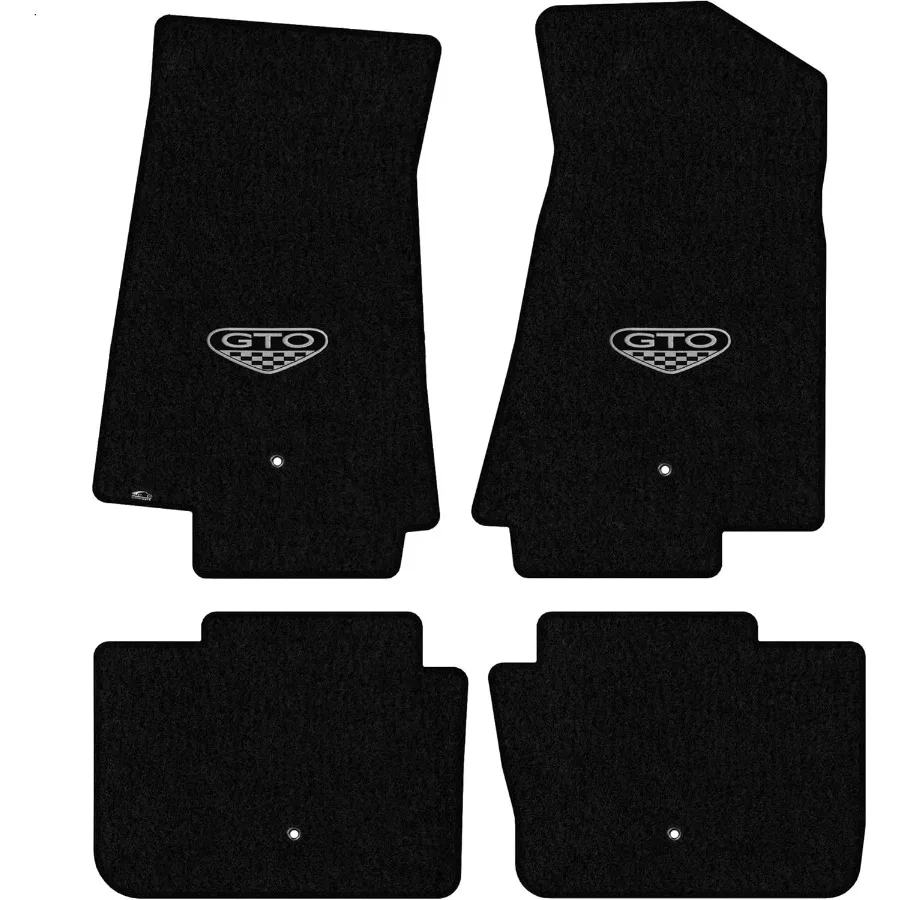 

CustomFit Carpeted Floor Mats Premium Luxury Car Floor Liners for Pontiac GTO 20042006 Black 4 PC Fronts Rears No Footrest Cut