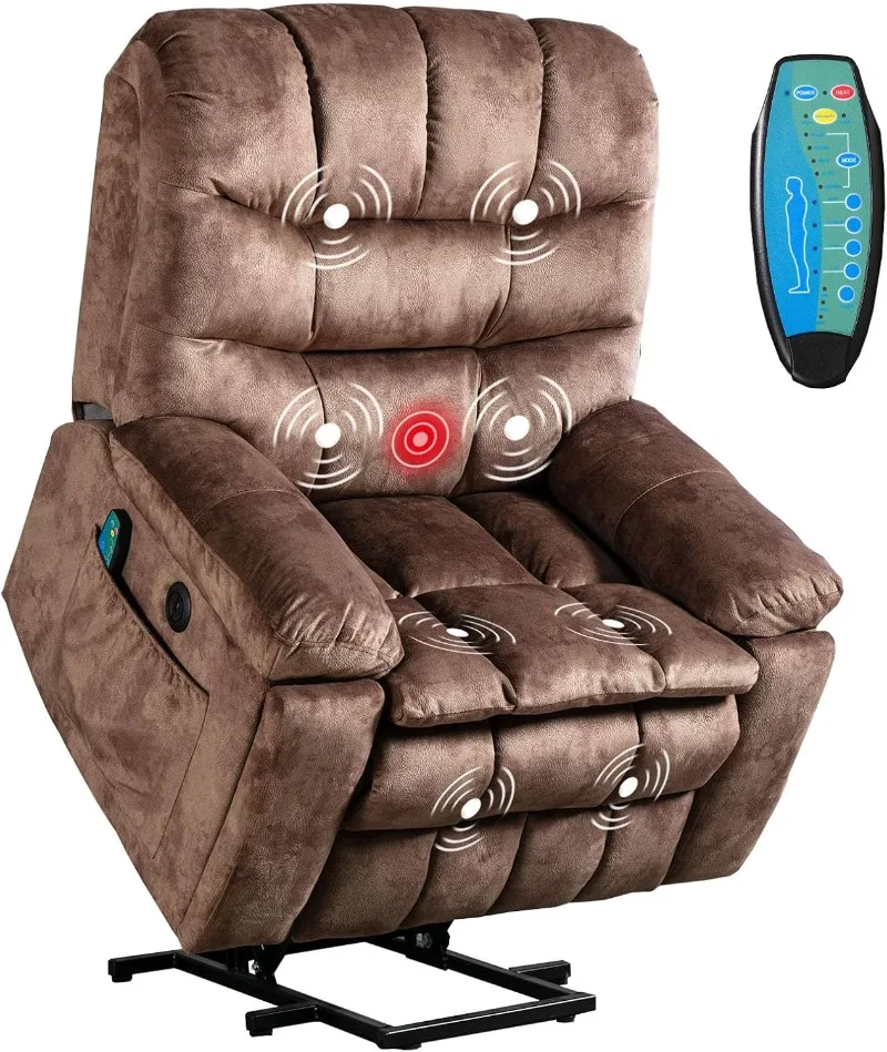 Phoenix Home Large Power Lift Recliner with Massage and Heat for Elderly, Heavy Duty & Safety Motion Reclining Mechanism, Ergono