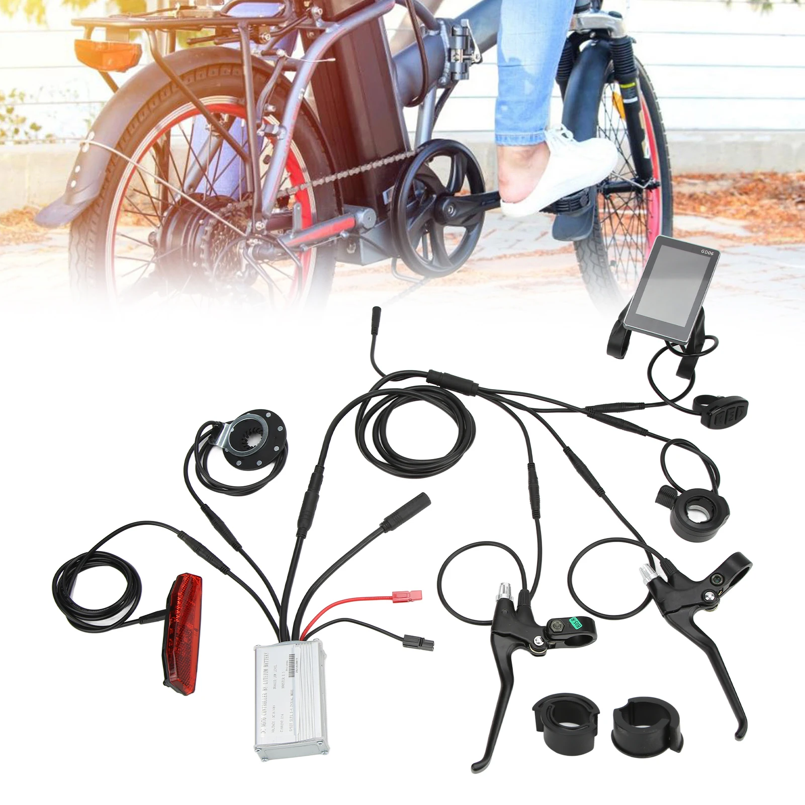 مجموعة أدوات تحكم الدراجة الكهربائية بدون فرش أجهزة كاملة مع مقبض فرامل لمحرك 36 فولت/48 فولت 250 وات #4