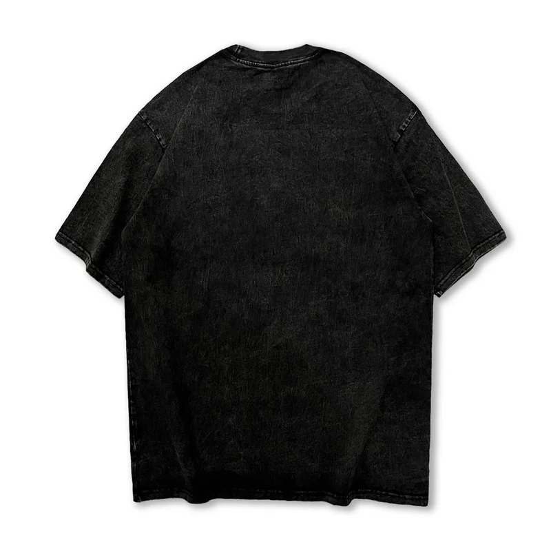 Camiseta de gran tamaño para hombre, ropa de calle estilo Hip Hop, con estampado de sombra de rayos negros lavados, Retro, Harajuku, de algodón, 2024