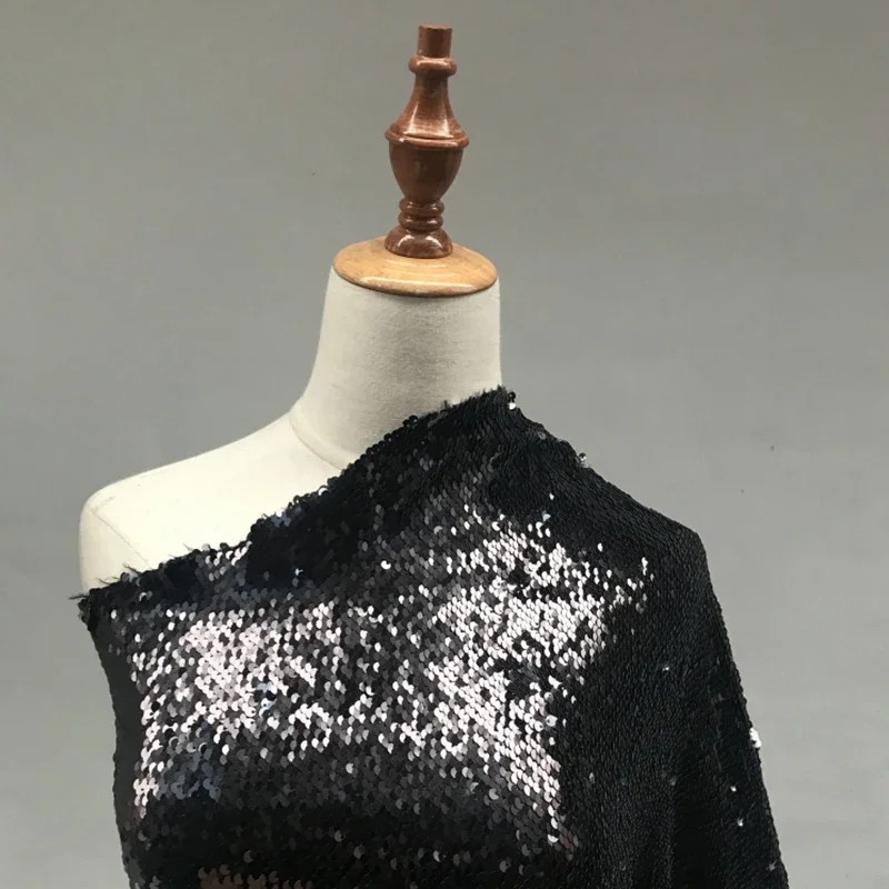 

Black Sequin Mesh Bead Embroidery Fabric for Clothing Dress Designer Diy Sewing By The Meter Material Cloth Handmade