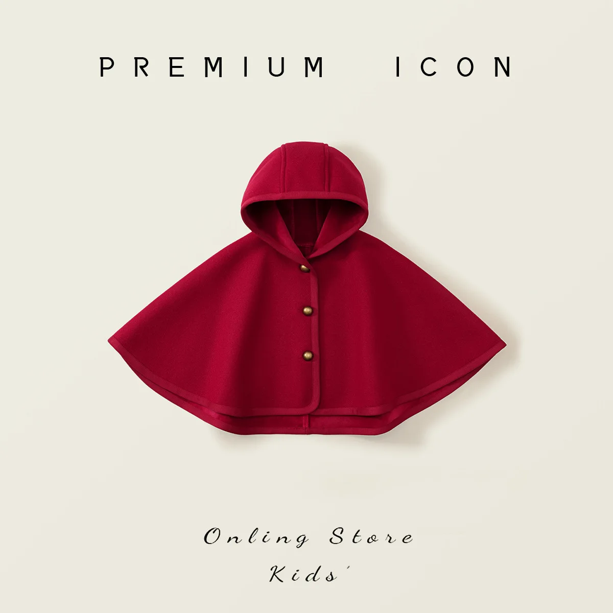 Girls Woolen Thick Red Shawl Cape 2025 Autumn and Winter New Baby Personality Hooded Jacket