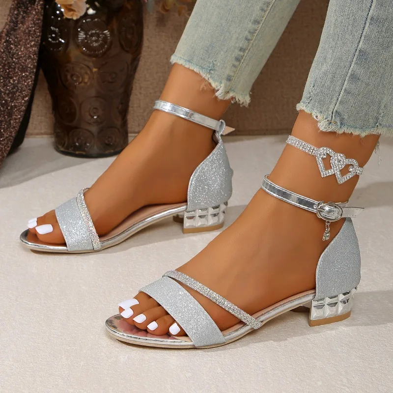 Gold Chain Sandals Buckle Flip Flops Flat with Casual Roman 2025 Summer Open Toe Sandals Small Heel Daily Sandalies for Women - zdjęcie 1