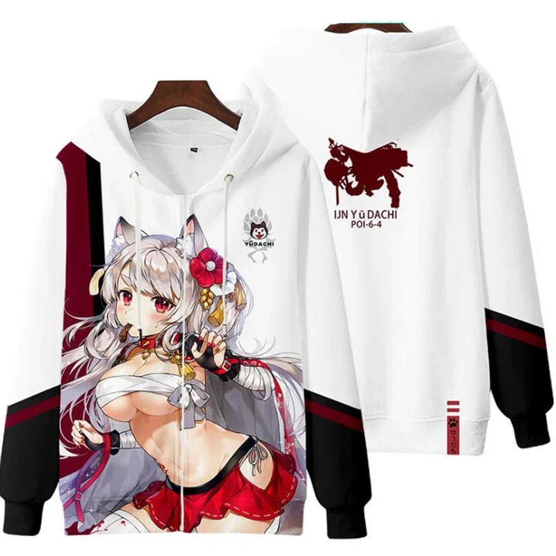 Japan Anime Azur Lane 3D Print Zip Up Women/Men Hoodies Sweatshirts Streetwear Hip Hop Hooded Zipper Jacket Cosplay Costumes