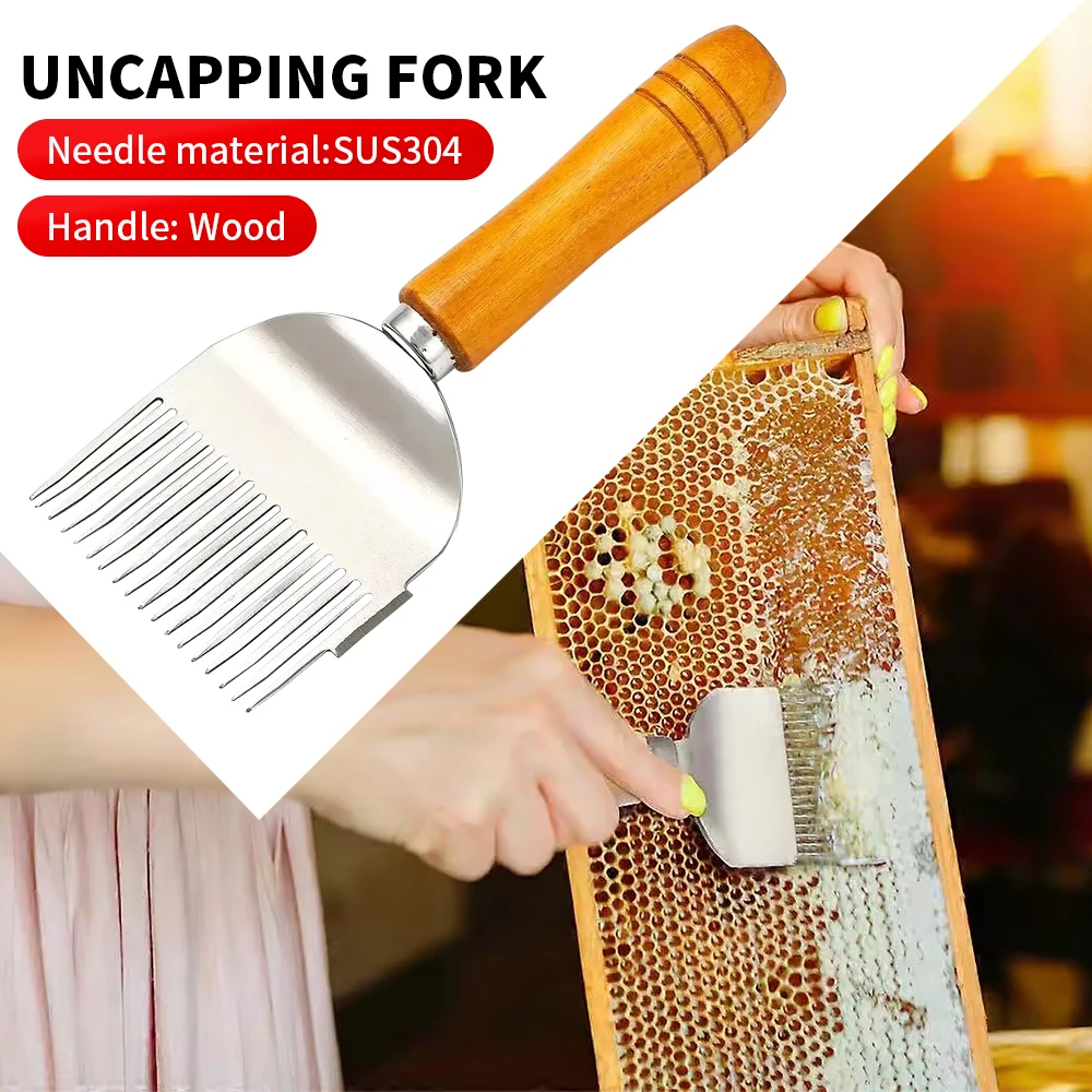 3Pcs Honey Cutter Wooden Handle Comb Honey Pin Needle Honey Cut Knife Beekeeper Uncapping Forks 17 Root Fork Durable