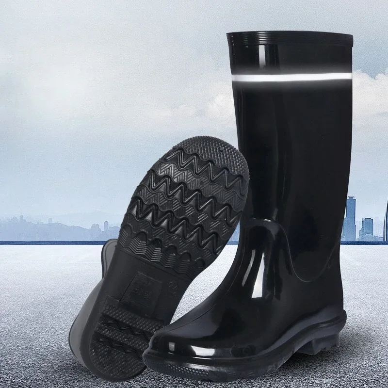 Botas De Lluvia Para Hombre, PVC Y Silicona, Tacón Bajo, Para Trabajo Y Exteriores._voghion.com