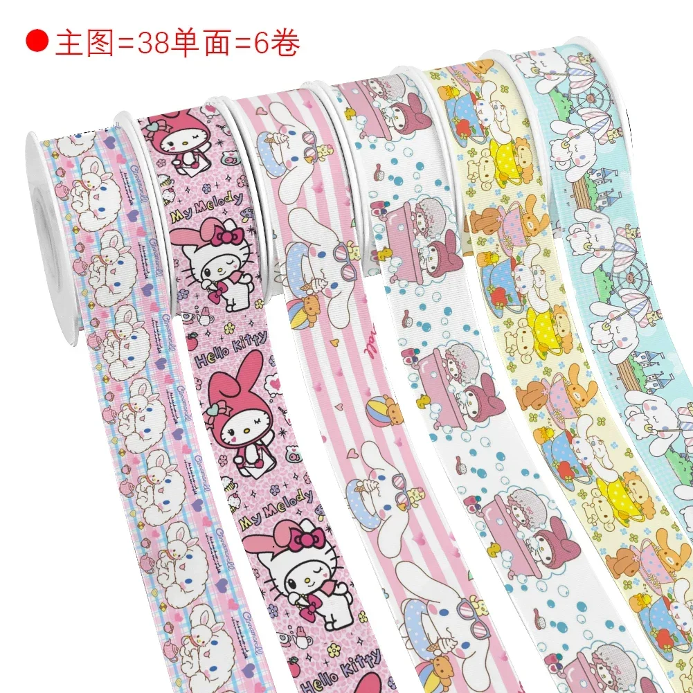 Cartoon Hello Kitty Kawaii Sanrio Grosgrain Ribbon Cinnamoroll Pochacco Satin Ribbon For Handmade 10 Yards