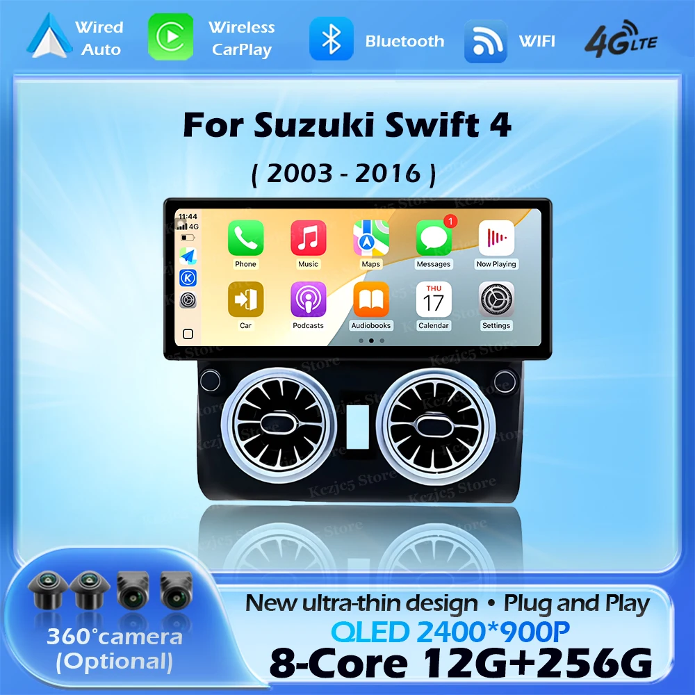 For Suzuki Swift 4 2003 - 2016 Android 16 Wireless CarPlay Car Radio Multimedia Player DSP Stereo WiFi GPS AUTO QLED Screen BT
