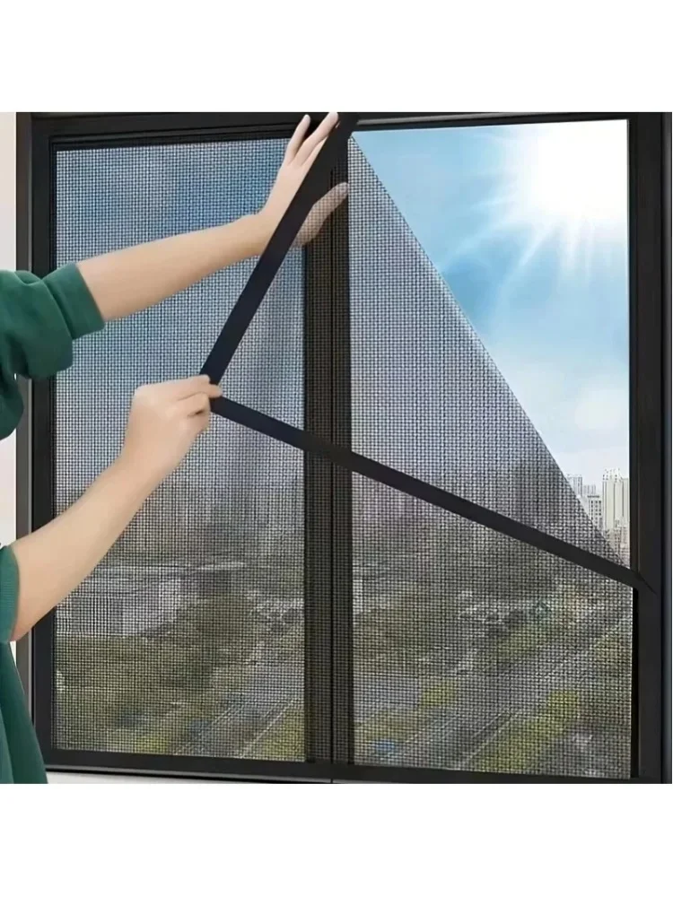 Mückenschutz-Fenstergitter, selbstklebendes Fenster-Mückennetz, sommerliches Insektenschutz-Türgitter, Fenster-Mückennetz【SCHWARZ】