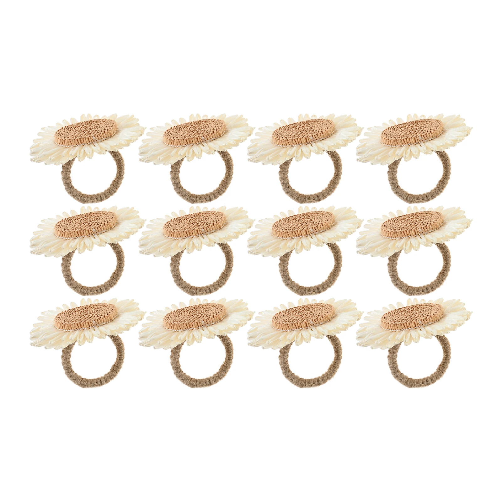 12Pcs Braided Boho Sunflower Napkin Rings Suitable for Banquet Baby Shower Reunion Wedding Reception Party Dinner Fellowship