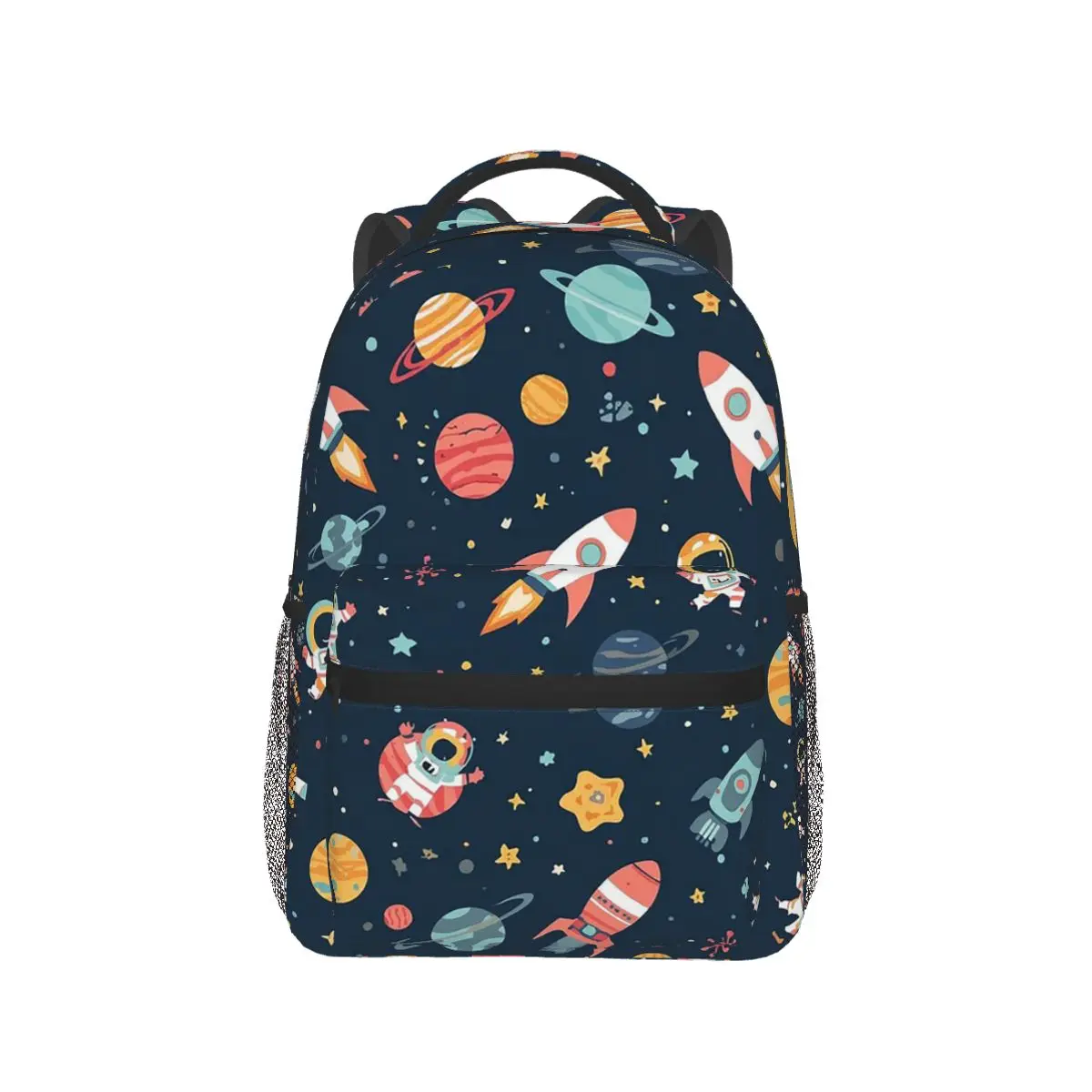Cartoon Astronauts Riding Rocket Backpack Hot Sale Daypack Large Capacity Children BookBag School Bag Shoulder Bags for Unisex