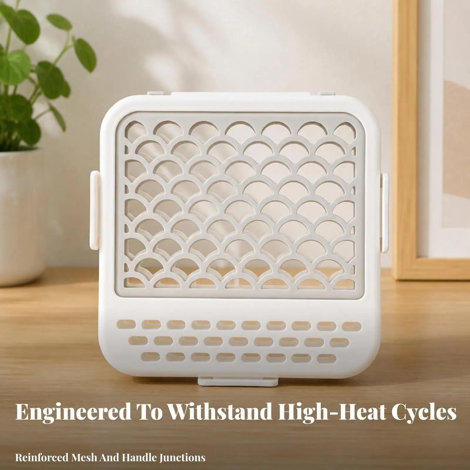 Small Item Dishwasher Basket with Silicone Mesh Insert Drain Rack Hinged Clamshell Lid for Kitchen Sink Organizer Dishwashing
