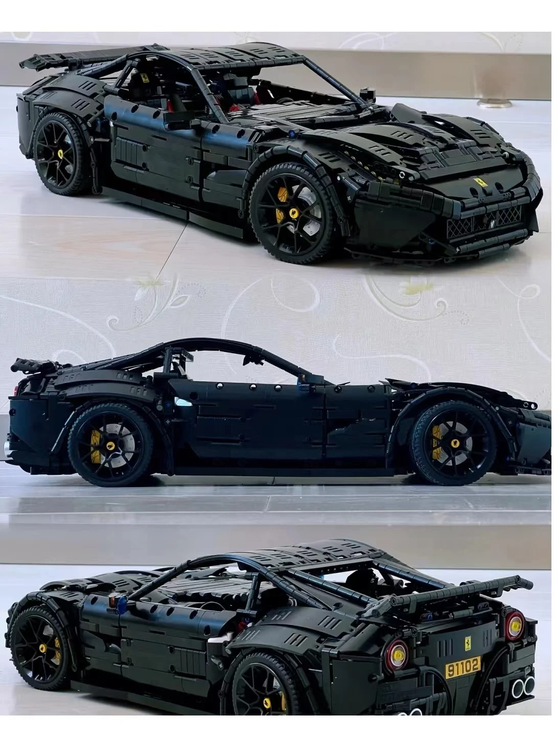 91102 High-tech Machinery Group F12 Black Car Assembled Building Blocks Bricks Model Children's Puzzle Toy Birthday Gift