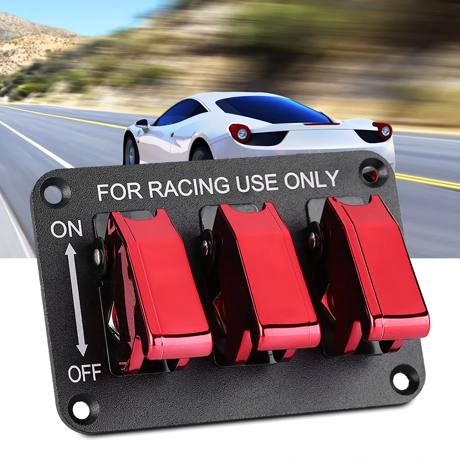 

12 В 3 группы тумблер панели реле поверхность панели из углеродного волокна гоночный двигатель зажигания для гоночного автомобиля с кабелем