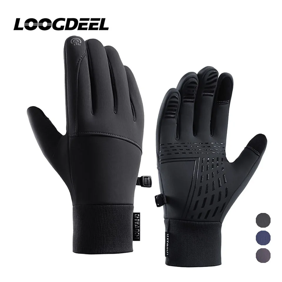 LOOGDEEL Winter Running Gloves Outdoor Sports Windproof Waterproof Non-slip Touch Screen Cycling  Jogging Warmth Gloves Unisex