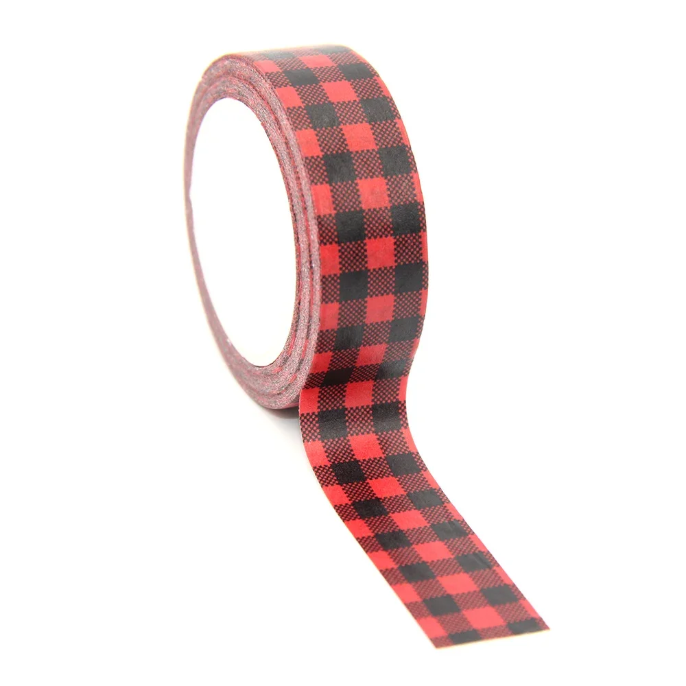 Cinta Washi de rayas rojas y negras para Navidad, adhesivo de papel para álbum de recortes, cinta Washi de Feliz Navidad, 15mm x 10m, novedad de 2021, 1 ud.