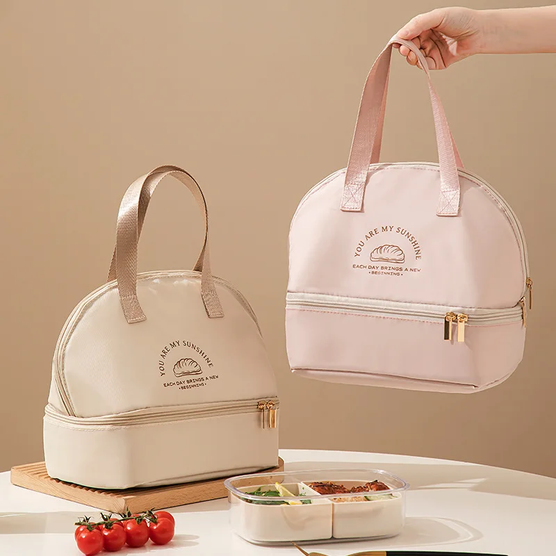 Women's Lunch Bag Office Worker Bring Meal Insulated Handbag Portable Picnic Bento Box Bag for Kids Fruit Fresh-keeping Pouch
