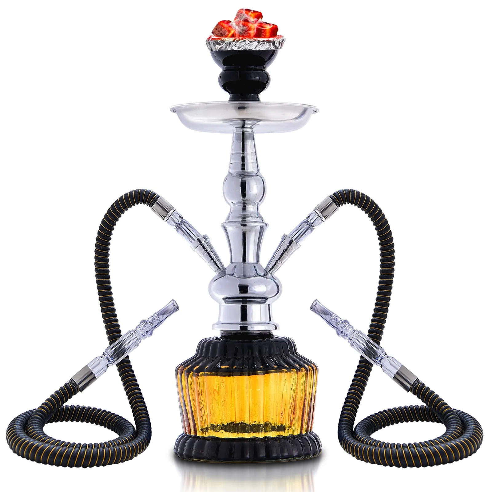 Small Double Barrel Glass Hookah Set - Lightweight design for family gatherings and outdoor events