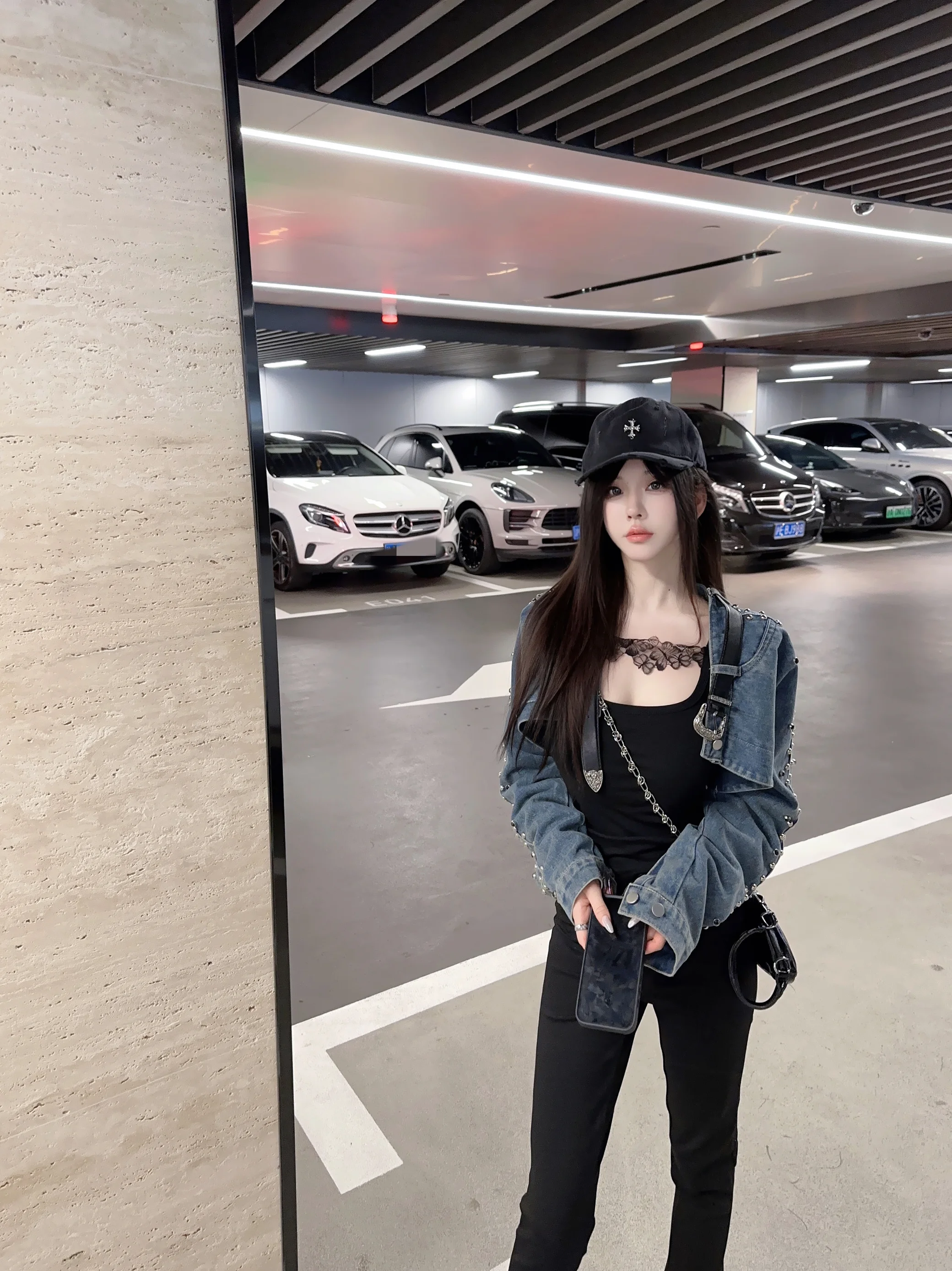 

Eva Design Sense Uneven Rivet Long Sve Denim Jaet ort Повседневный женский топ Faionable Осенняя верхняя одежда