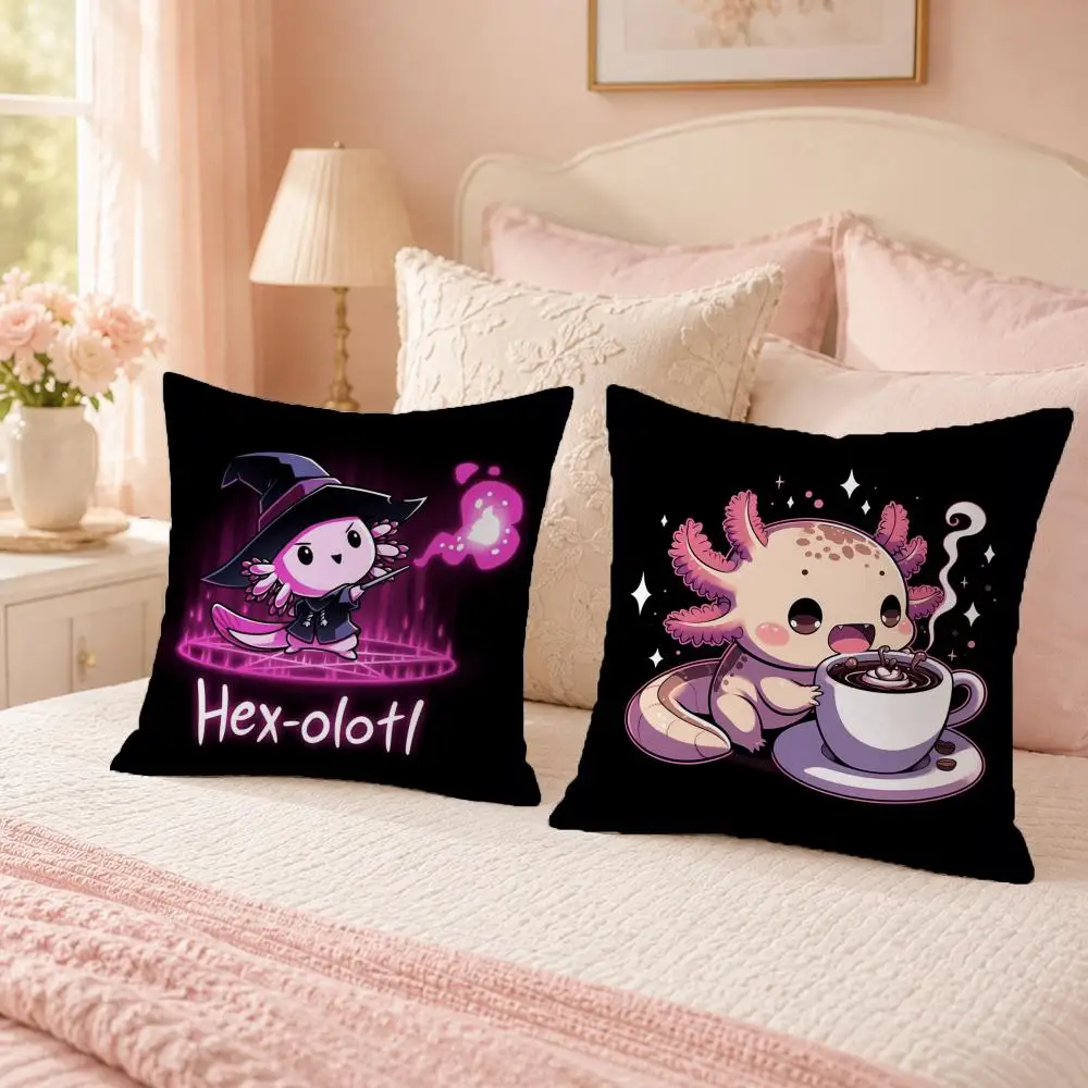 Cute Animal A-AxolotlS Cushion Cover Soft Skin Friendly Cloud Like Comfort Pillow Cover for Sofa Bed Seat