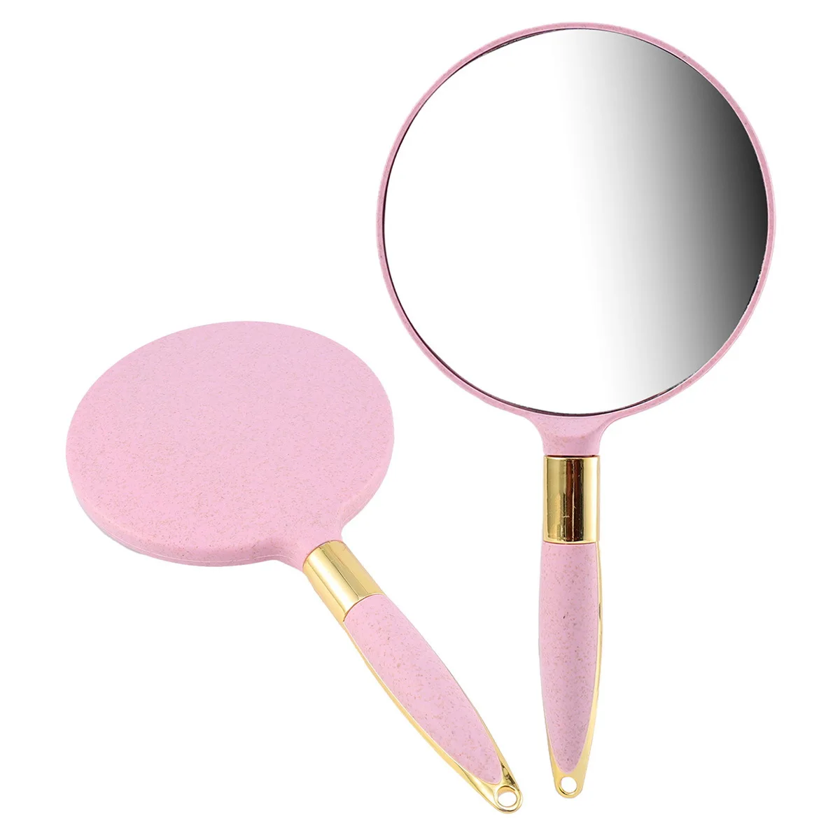 コンパクトで持ち運びやすいハンドヘルドメイクアップミラー ピンク ラウンド 軽量で耐久性のあるミラー ミニサイズ クリアな表面 実用的な使用
