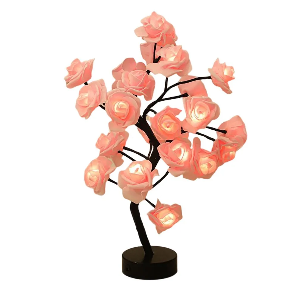 LED Rose Flower Table Lamp USB Christmas Tree Fairy Lights Night Lights Home Party Wedding Bedroom Decoration Mother's Day Gift