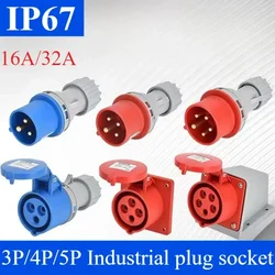 IP67 Industrial Plug and CEE Socket Male And Female Electrical Connector 3PIN 4PIN 5PIN 16A/32A Wall Mount Plug